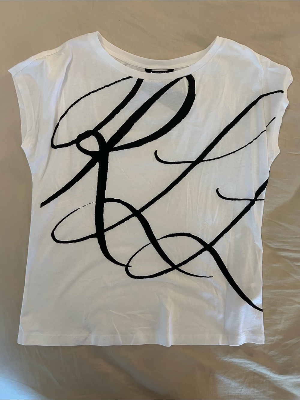 Ralph Lauren White Short Sleeve Tee with Black Script Graphic
